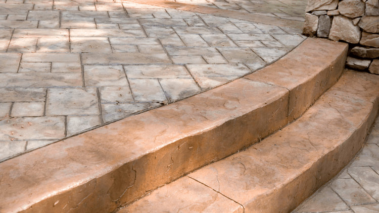 Stamped concrete patio and stairs